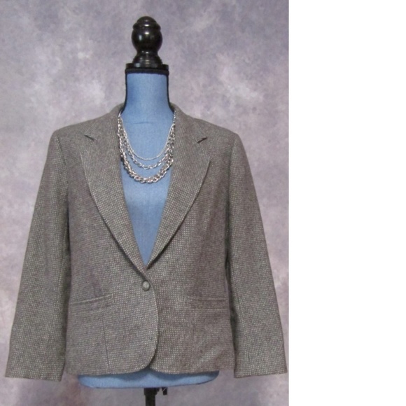 Pendleton Jackets & Blazers - Vintage Pendleton Gray White Woven Wool Blazer 10